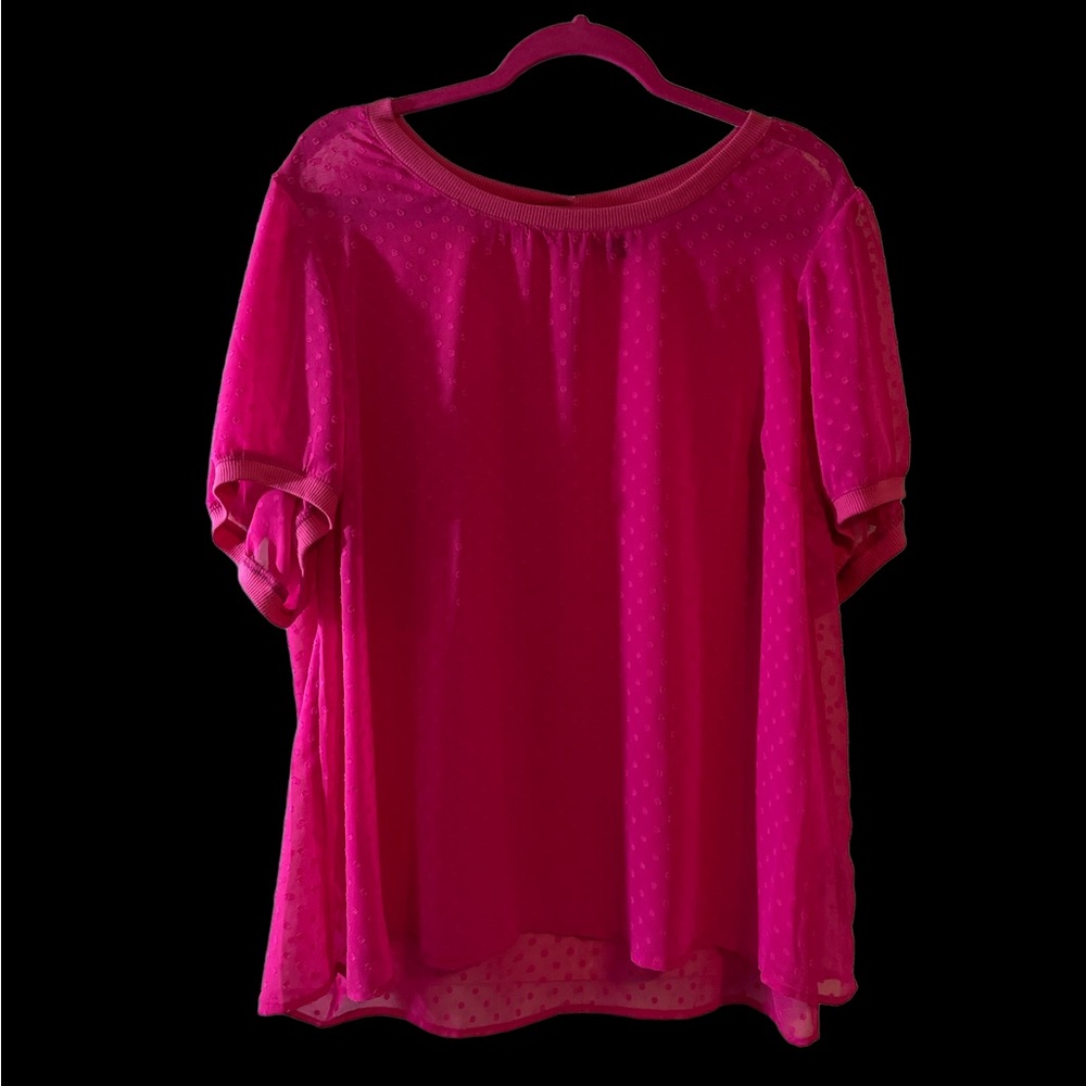 Pink Torrid Chiffon Polka Dot Sheer Blouse Size 2